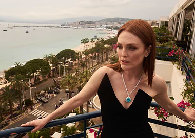 Julianne Moore on a Balcony