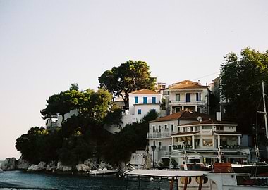 Coastal Town with White Buildings - Skiathos