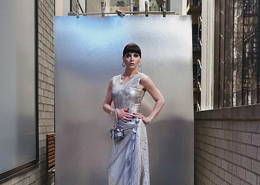 Woman in Silver Dress, Urban Setting