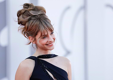 Barbara Palvin smiling in black dress