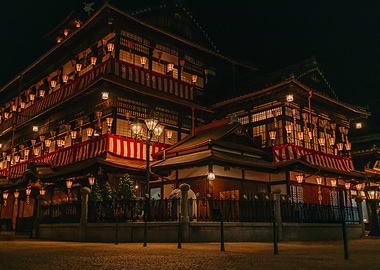 Dogo Onsen at Night, Japan