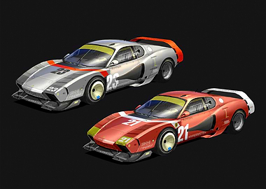 Two futuristic Ferrari race cars