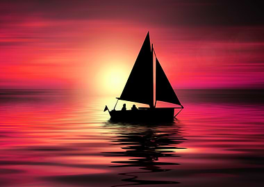 Sailboat Silhouette at Sunset
