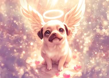 Angel Pug with Halo and Wings
