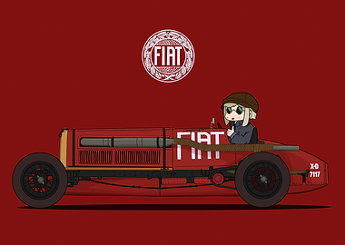 Fiat Racing Car with Anime Driver