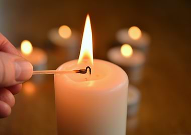 Candle Lighting with Matchstick