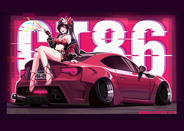 Anime Girl on Toyota 86 Car