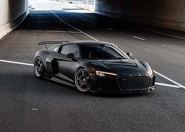 Sleek Black Audi R8 on Road