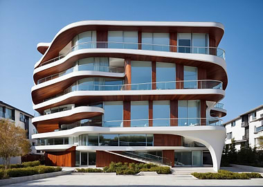 Modern Architectural Building with Wood Accents