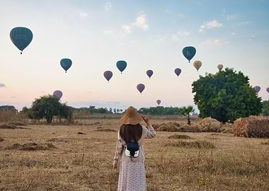 Bagan Balloons at Sunrise