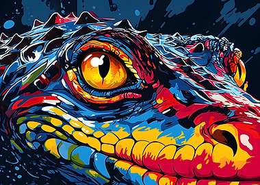 Colorful Crocodile Close-Up