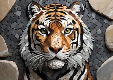 Mosaic Tiger Portrait