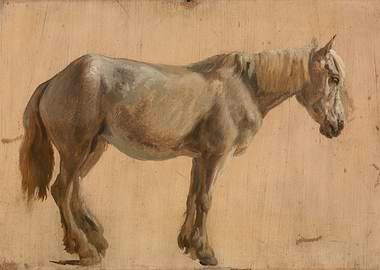 Horse Painting on Wood Panel