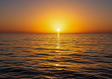 Golden Sunset Over the Ocean