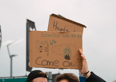 Handmade Protest Signs with Rocket Drawing