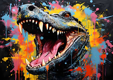 Alligator with Colorful Paint Splatters