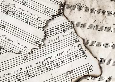Vintage Sheet Music with Burned Edges