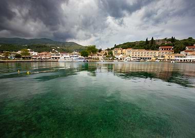 Picturesque coastal town with clear water, Kassiopi, Corfu