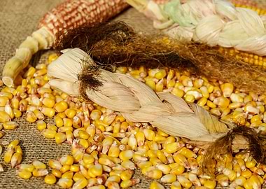 Corn Kernels and Braided Corn Husks