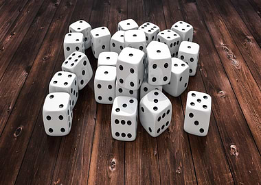 Pile of White Dice on Wood