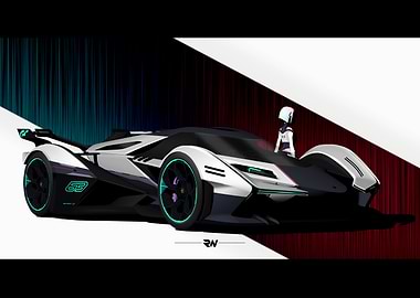 Futuristic Race Car with Anime Character