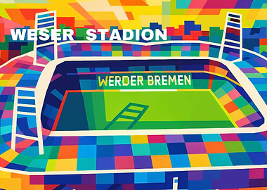 Weser Stadion Werder Bremen Colorful Art