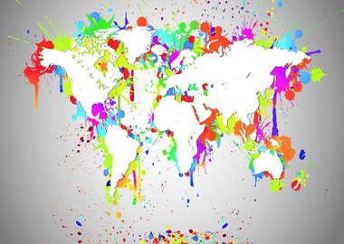 Colorful Splatter World Map