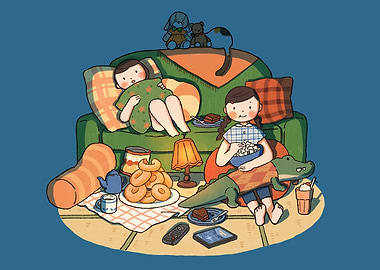 Cozy Night In Illustration