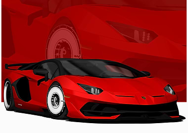 Red Lamborghini Aventador Digital Art