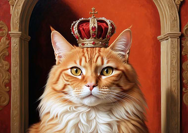 Regal Cat Portrait with Crown