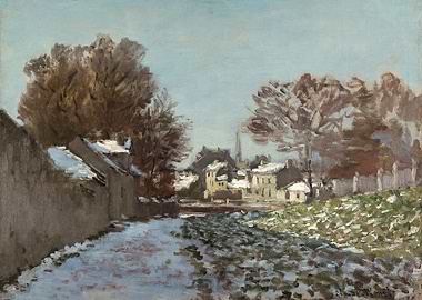 Winter Village Scene Painting