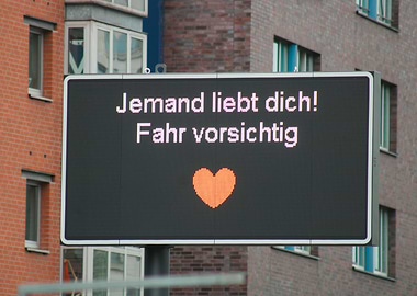 Road sign with loving message