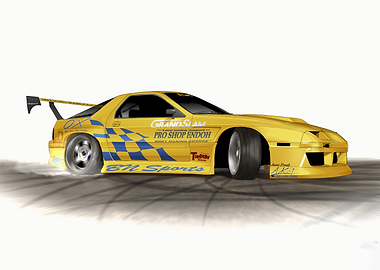 Yellow Sports Car Drifting Illustration