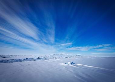 Antarctic landscape with blue sky