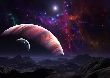 Exoplanet Landscape with Jupiter-like Planet