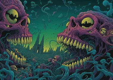 Surreal Skull Landscape