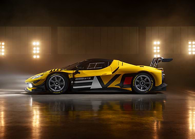 Yellow Ferrari 296 GT3 Race Car