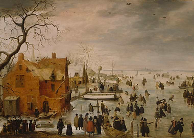 Winter Scene with Ice Skaters Painting