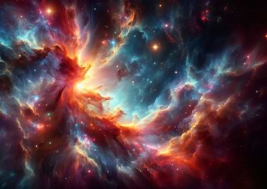 Colorful Nebula in Deep Space