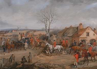 English Fox Hunt Gathering Painting