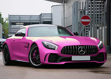 Pink Mercedes-AMG GT sports car