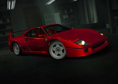 Red Ferrari F40 in Garage