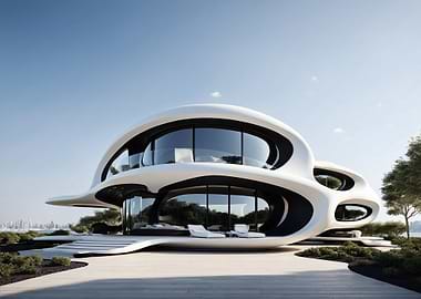 Futuristic White House with Large Windows