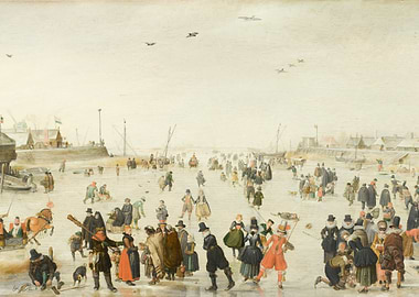 Winter Scene with Ice Skaters Painting