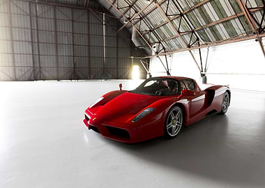 Red Ferrari Enzo in Hangar