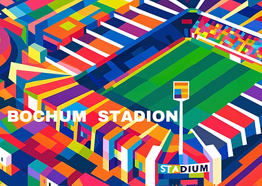 Bochum Stadion Colorful Abstract Illustration