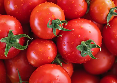 Fresh Tomatoes with Water Droplets