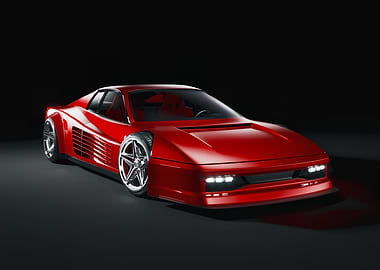 Red Sports Car on Dark Background