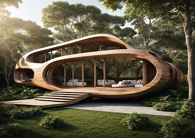 Modern Wooden House in Forest Setting