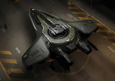 Futuristic Spaceship on Landing Pad